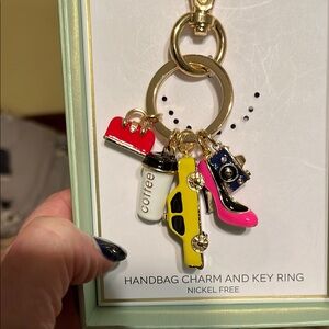 True to Form Gold Handbag Charm and Key Ring featuring five colorful cha…